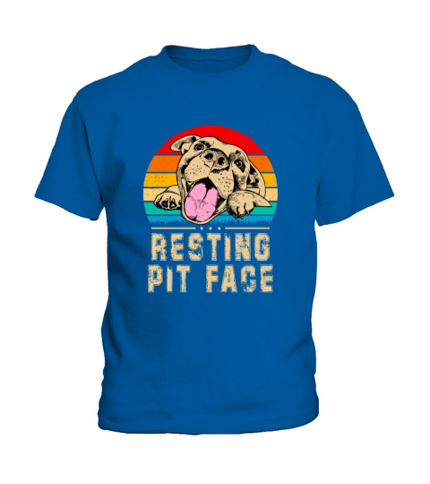 Resting Pit Face Funny Pitbull Dog Lover Vintage Kids T-Shirt