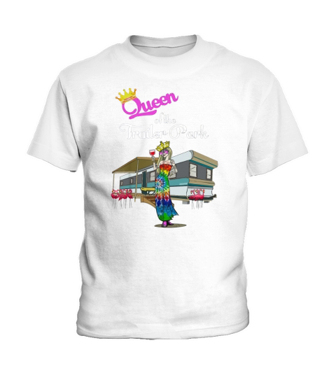 Trailer Park Queen Hippie Girl Tie Dyed Wine Pink Flamingos shirt Kids T-Shirt