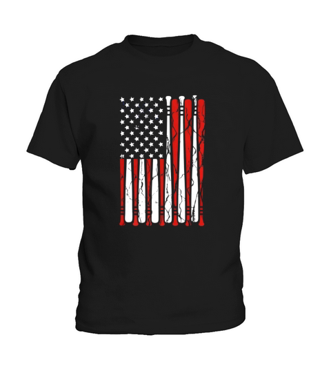 Vintage American Flag Baseball 4th Of July Kids T-Shirt