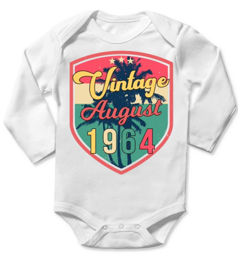 1964 August Vintage Long Sleeve Baby One-Piece