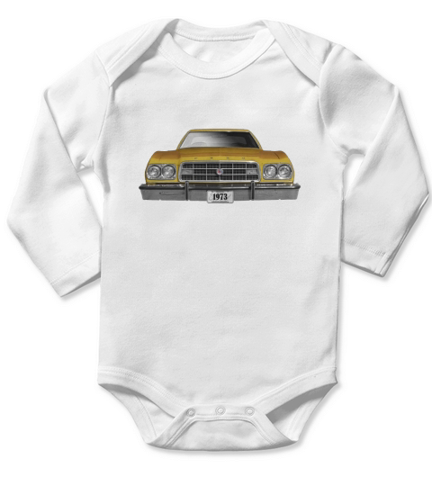 1973 Ford Gran Torino Two Sided Gold Long Sleeve Baby One-Piece