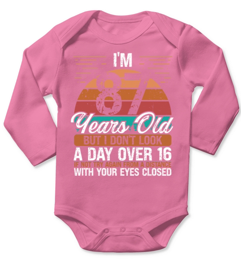 87 Birthday Day over 16 Vintage 87 Years Old Long Sleeve Baby One-Piece