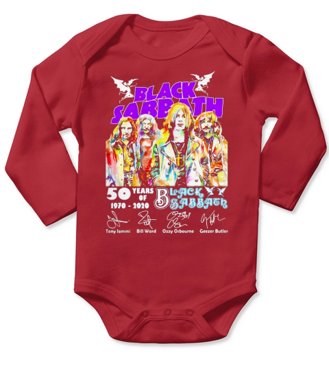 Black Sabbath 50 years of 1970 2020 signatures Tony Iommi shirt Long Sleeve Baby One-Piece