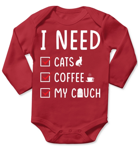 Cats Coffee Couch Long Sleeve Baby One-Piece