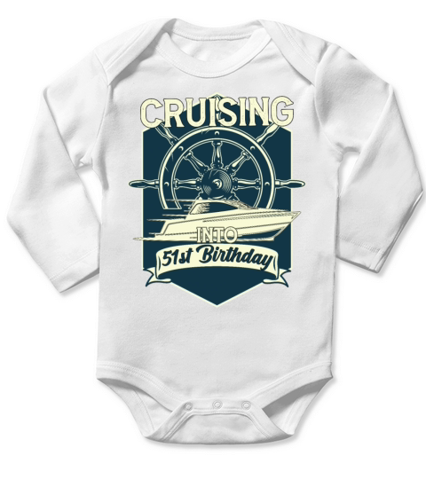 Cruising Into My 51st Birthday Cruise Ship Long Sleeve Baby One-Piece