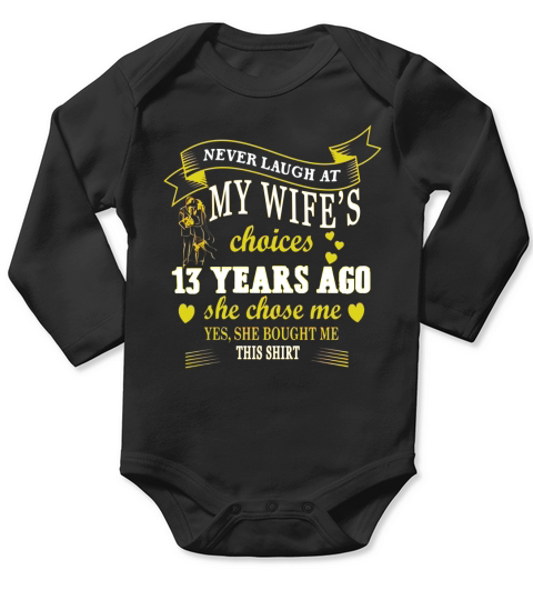 Cute T shirt for 13th Anniversary. Great Gift for Couple Long Sleeve Baby One-Piece