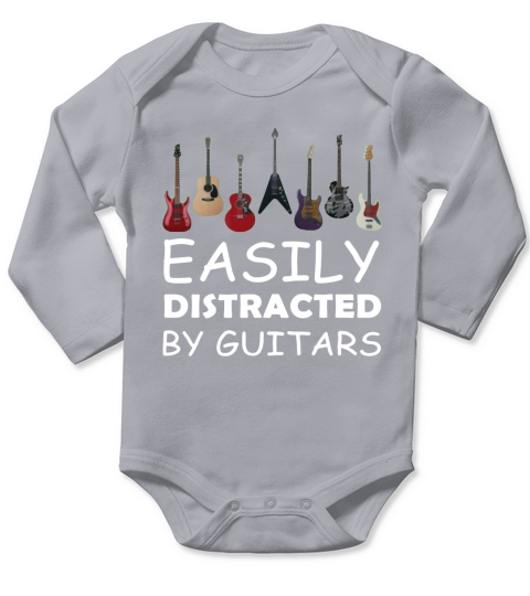 EASILY DISTRACTED BY GUITARS Long Sleeve Baby One-Piece