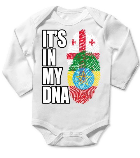 Georgian And Ethiopian Mix Heritage DNA Flag Long Sleeve Baby One-Piece