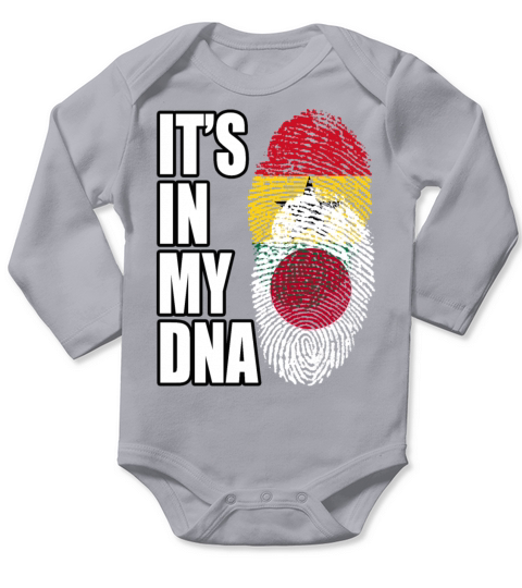 Ghanaian And Japanese Mix Heritage DNA Flag Long Sleeve Baby One-Piece