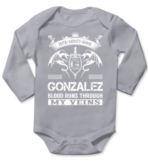 GONZALEZ Last Name, Surname Tshirt Long Sleeve Baby One-Piece