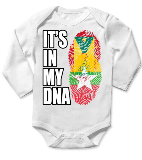 Grenadian And Burmese Mix Heritage DNA Flag Long Sleeve Baby One-Piece