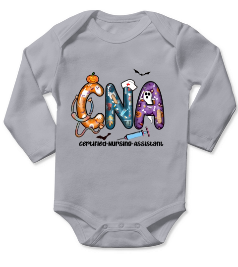 Halloween Nurse CNA Certified Nursing Assistant sublimation Long Sleeve Baby One-Piece