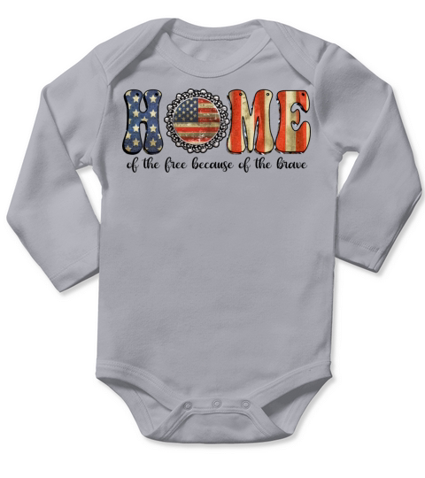 HOME Patriotic USA 4th of July Vintage Design Long Sleeve Baby One-Piece