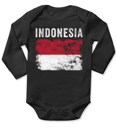 Indonesia Flag Vintage - Indonesian Flag Long Sleeve Baby One-Piece