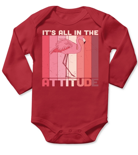 Its All In The Attitude Flamingo Long Sleeve Baby One-Piece