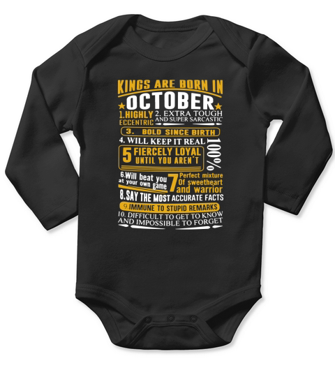 KING ARE BORN IN OCTOBER Long Sleeve Baby One-Piece