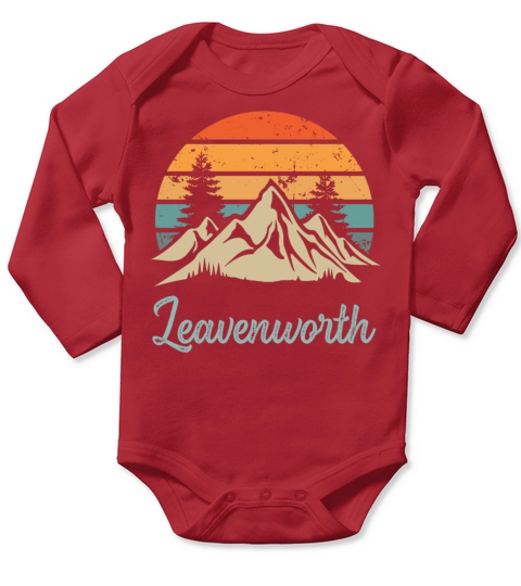Leavenworth Retro Vintage Mountain Sunset Outdoors Long Sleeve Baby One-Piece