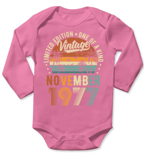 Limited Edition November 1977 Birthday Present Long Sleeve Baby One-Piece