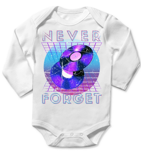 Never Forget Retro 80s 90s Nostalgia Long Sleeve Baby One-Piece