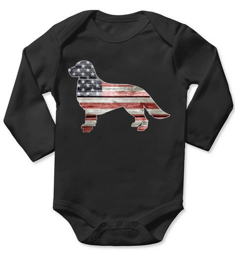 Patriotic Golden Retriever American Flag  Mens TShirt Long Sleeve Baby One-Piece