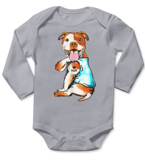 Pit Bull I Love Mom Tattoo Mother’s Day Dog Lovers shirt - Ladies Flowy Tank Long Sleeve Baby One-Piece