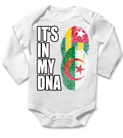 Togolese And Algerian Mix Heritage DNA Flag Long Sleeve Baby One-Piece