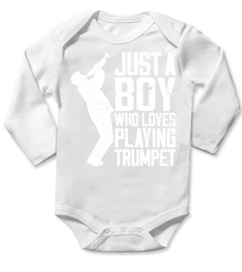 Trumpet Player Vintage Just A Boy Long Sleeve Baby One-Piece