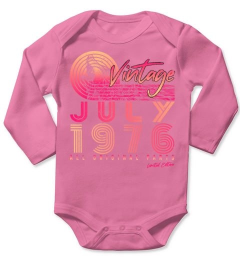 Vintage 1976 July Long Sleeve Baby One-Piece