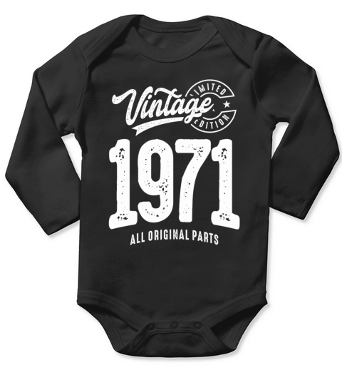 Vintage Born in 1971 - 51st Birthday Retro Classic Long Sleeve Baby One-Piece