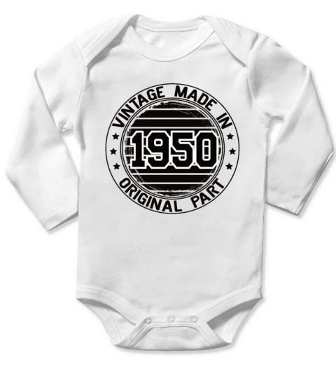 Vintage Made In 1950 Original Part Birthday 1950 Long Sleeve Baby One-Piece