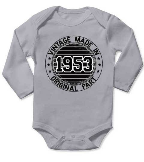 Vintage Made In 1953 Original Part Birthday 1953 Long Sleeve Baby One-Piece