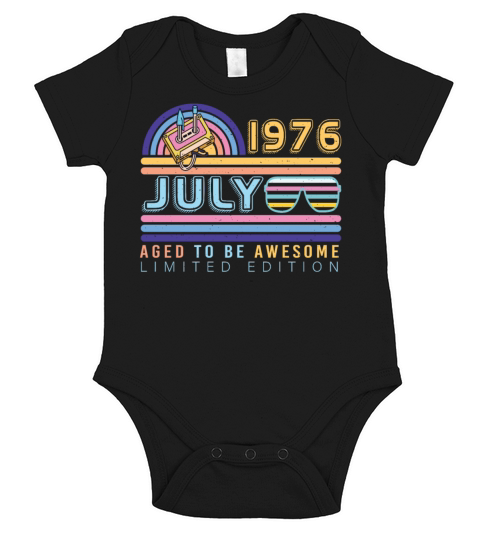 1976 July Retro Short Sleeve Baby One-Piece
