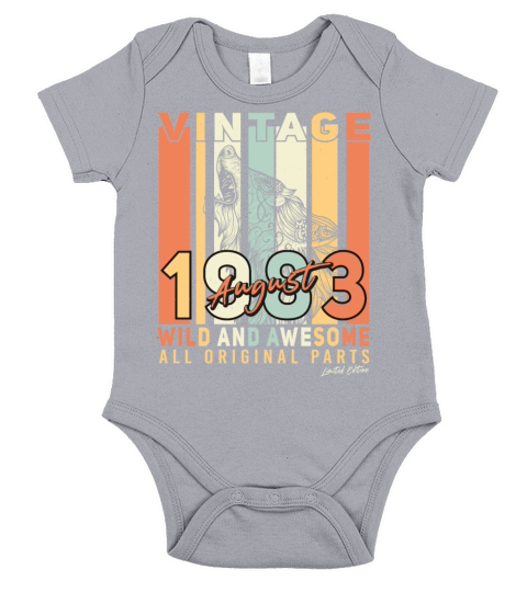 1983 August Gift Idea Short Sleeve Baby One-Piece
