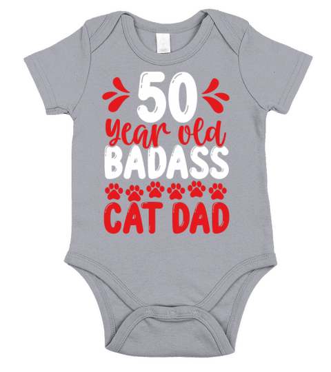 50 Year Old Cat Dad Funny Cat Father 50th Birthday Short Sleeve Baby One-Piece