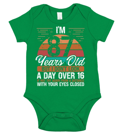 87 Birthday Day over 16 Vintage 87 Years Old Short Sleeve Baby One-Piece
