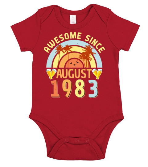 Birthday Greeting For August 1983 Short Sleeve Baby One-Piece