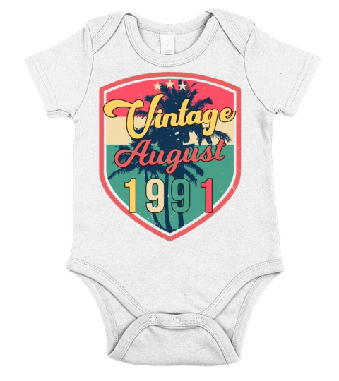 Birthday Greeting For August 1991 Short Sleeve Baby One-Piece
