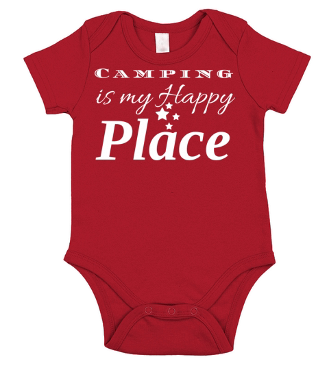 Camping is my happy place Funny Camper Outdoor Short Sleeve Baby One-Piece