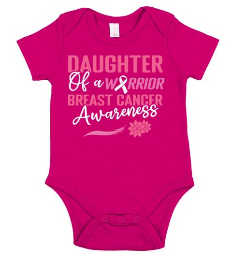 Daughter Of A Warrior Pink October Breast Cancer Short Sleeve Baby One-Piece