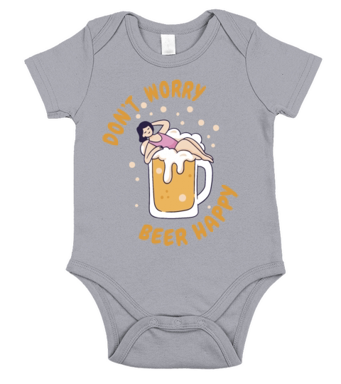 dont worry beer happy pun design dad joke Short Sleeve Baby One-Piece