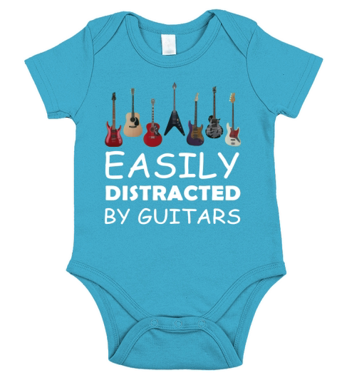 EASILY DISTRACTED BY GUITARS Short Sleeve Baby One-Piece