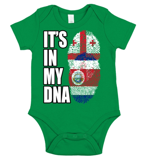 Georgian And Costa Rican Mix Heritage DNA Flag Short Sleeve Baby One-Piece