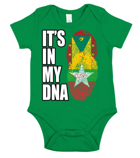 Grenadian And Burmese Mix Heritage DNA Flag Short Sleeve Baby One-Piece