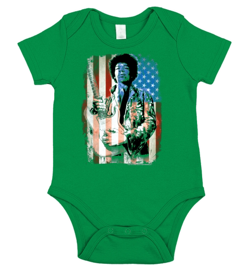 Jimi Hendrix American Flag Overlay Guitar Graphic T-Shirt Short Sleeve Baby One-Piece