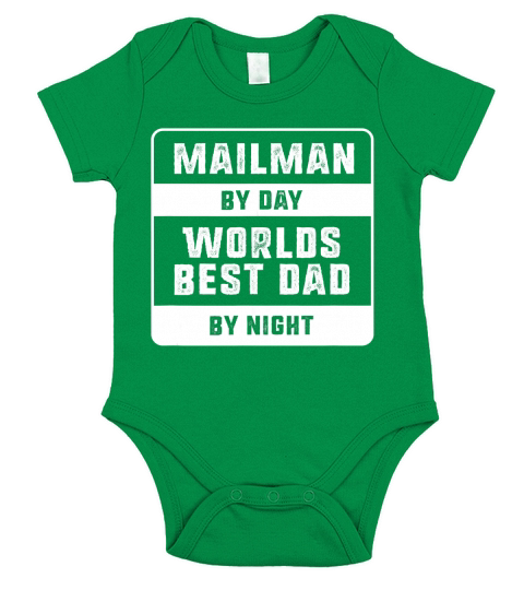 Mens Fathers Day Gift Mailman by Day Worlds Best Dad By Night T-Shirt Short Sleeve Baby One-Piece