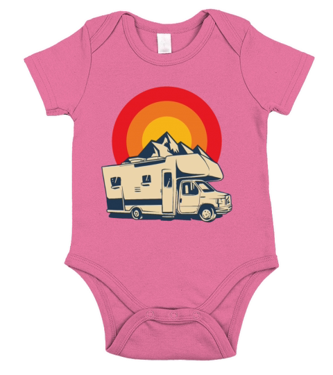 Retro Motorhome Vintage Camper Short Sleeve Baby One-Piece