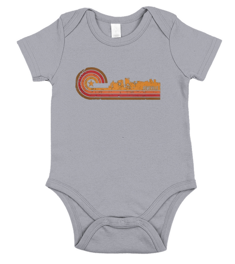 Retro Style Asheville North Carolina Skyline Short Sleeve Baby One-Piece