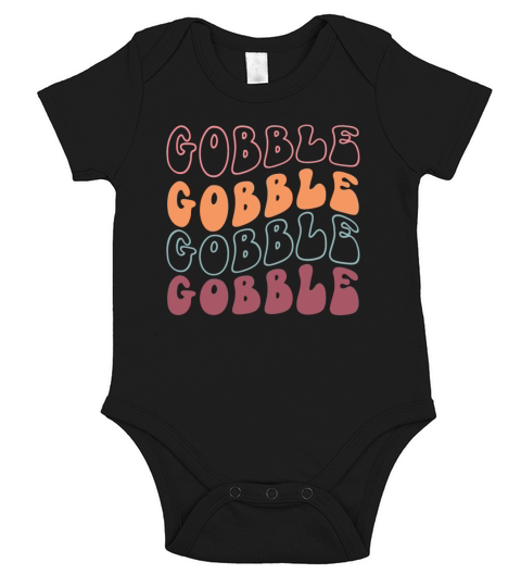 Thanksgiving Retro Vintage Gobble Short Sleeve Baby One-Piece