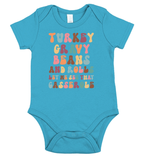 Thanksgiving Turkey Gravy Beans and Rolls Retro Short Sleeve Baby One-Piece