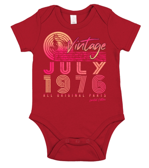 Vintage 1976 July Short Sleeve Baby One-Piece
